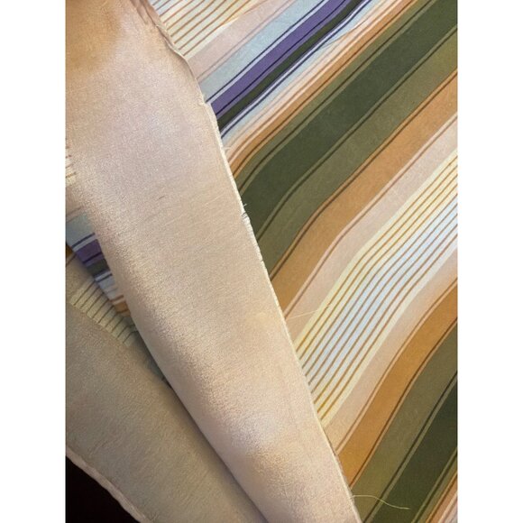 Vintage Echo Striped Silk Scarf Beige Green/Rectangular Elegant Vintage 70s - Picture 3 of 4